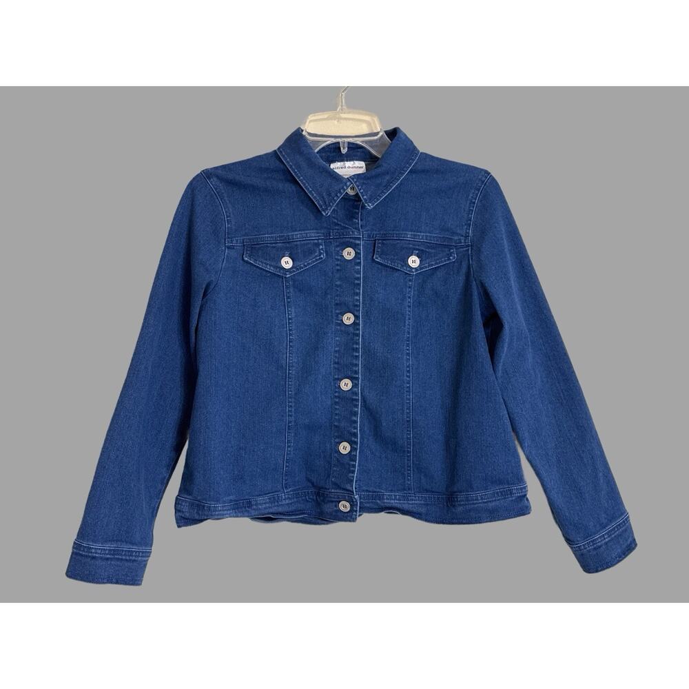 Alfred Dunner Jean Jacket Button Up Front Pockets Size Petite Small